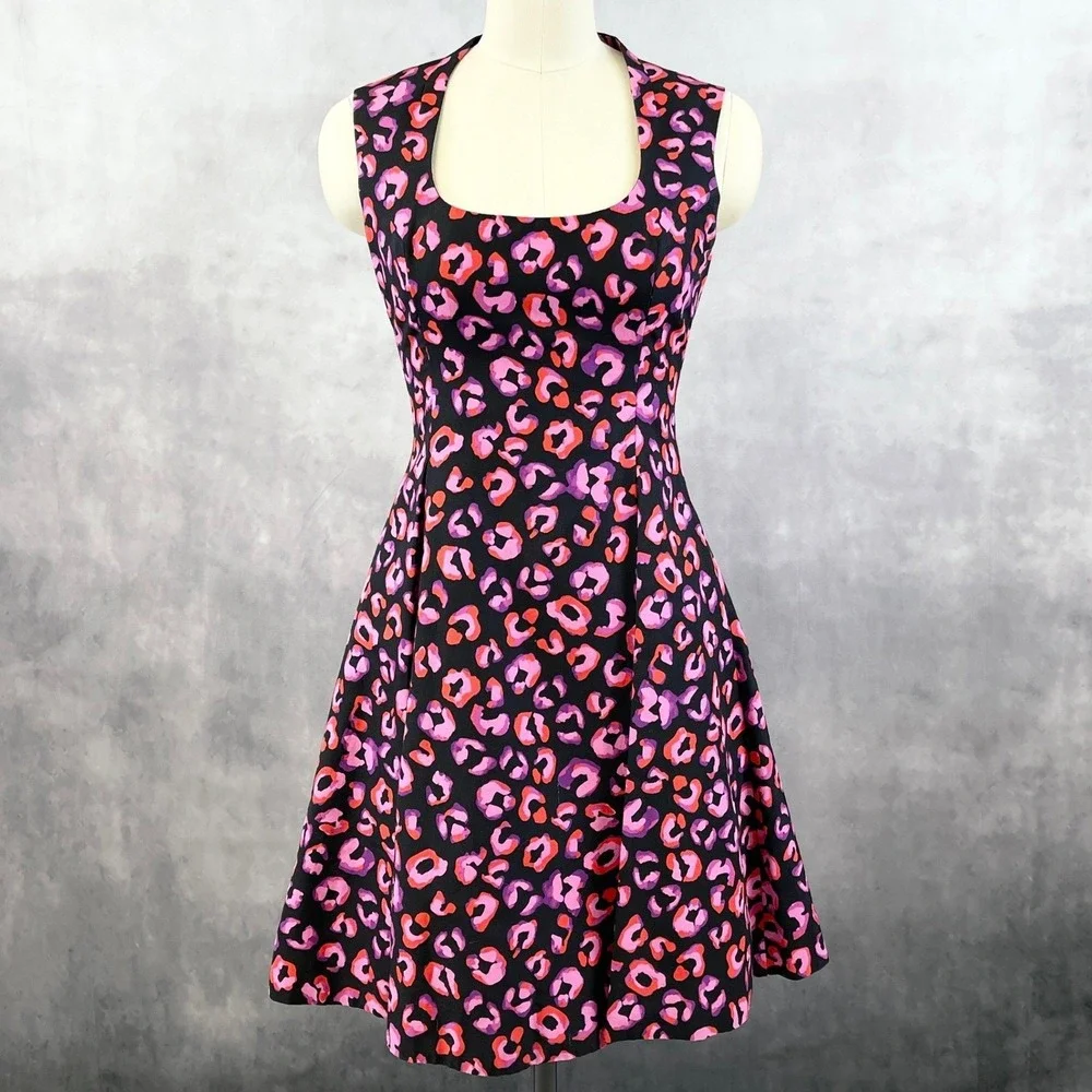 Kate Spade Womens Kimi Dress Size 6 Leopard Fit Flare Preppy Party Going Out